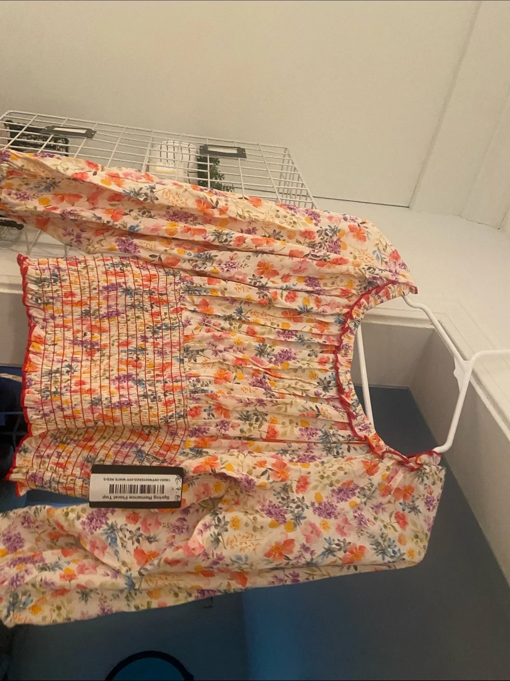 Floral Smocked Peasant Blouse - White Multi